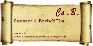 Csesznik Borbála névjegykártya